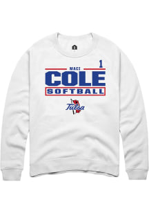 Maci Cole Tulsa Golden Hurricane Mens White NIL Stacked Box Player Crew