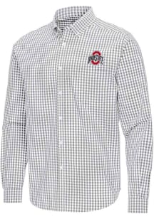 Antigua Ohio State Buckeyes Mens Ash Ellis Long Sleeve Dress Shirt