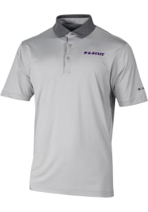 Columbia K-State Wildcats Mens Grey Heat Seal Settle In Short Sleeve Polo