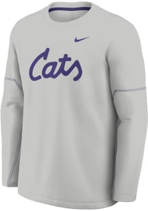 Nike K-State Wildcats Mens Ash Midweight Coach Long Sleeve Sweatshirt