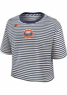 Nike Houston Astros Womens Navy Blue Cooperstown Crop Short Sleeve T-Shirt
