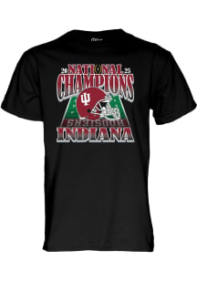 Blue 84 Indiana Hoosiers Black 2025 College Football National Champions Short Sleeve T Shirt