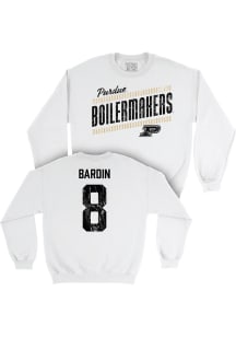 Isabelle Bardin  Campus Ink Purdue Boilermakers Youth White NIL Slant Long Sleeve Crew Sweatshirt
