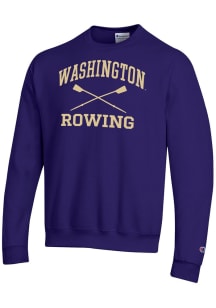 Champion Washington Huskies Mens Purple Rowing Icon Powerblend Long Sleeve Crew Sweatshirt