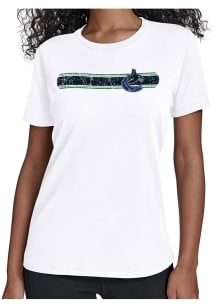 Starter Vancouver Canucks Womens White Stripe Short Sleeve T-Shirt