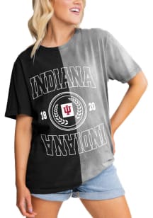 Gameday Couture Indiana Hoosiers Womens Grey Crossroads Split Bleach Dye Short Sleeve T-Shirt