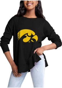 Gameday Couture Iowa Hawkeyes Womens Black Side Slit Crew Sweatshirt