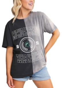 Gameday Couture Michigan State Spartans Womens Grey Crossroads Split Bleach Dye Short Sleeve T-Shi..