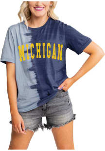 Gameday Couture Michigan Wolverines Womens Blue Find Your Groove Split Dye Short Sleeve T-Shirt