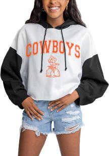 Gameday Couture Oklahoma State Cowboys Womens White Good Time Drop Shoulder Colorblock Crop Hooded..