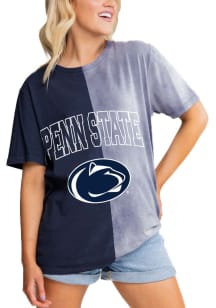 Gameday Couture Penn State Nittany Lions Womens Navy Blue Crossroads Split Bleach Dye Short Sleeve..