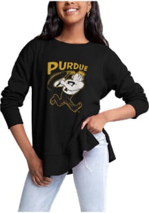 Gameday Couture Purdue Boilermakers Womens Black Side Slit Crew Sweatshirt