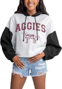 Gameday Couture Texas A&M Aggies Womens White Good Time Drop Shoulder Colorblock Crop Hooded Sweat..