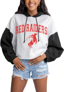 Gameday Couture Texas Tech Red Raiders Womens White Good Time Drop Shoulder Colorblock Crop Hooded..