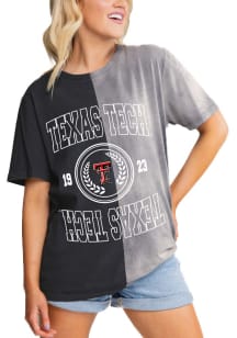 Gameday Couture Texas Tech Red Raiders Womens Black Crossroads Split Bleach Dye Short Sleeve T-Shi..