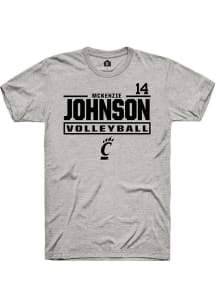 McKenzie Johnson Cincinnati Bearcats Ash NIL Stacked Box Short Sleeve Player T Shirt