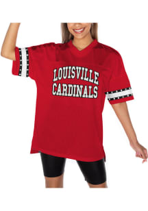 Louisville Cardinals Womens Gameday Couture Until Kickoff Rhinestone Fashion Football Jersey - Red