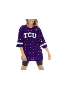 TCU Horned Frogs Womens Gameday Couture Kickoff Time Rhinestone Fashion Football Jersey - Purple