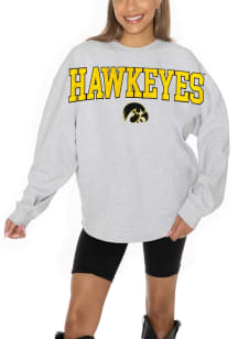 Gameday Couture Iowa Hawkeyes Womens Ash Ready to Rally Crew Sweatshirt