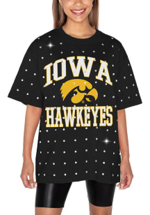 Gameday Couture Iowa Hawkeyes Womens Black In the Zone Rhinestone Short Sleeve T-Shirt