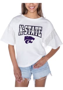 Gameday Couture K-State Wildcats Womens White Irresistable Rhinestone Fringe Short Sleeve T-Shirt