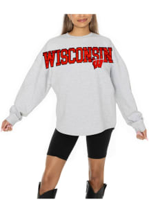 Gameday Couture Wisconsin Badgers Womens Ash Ready to Rally Crew Sweatshirt