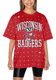 Gameday Couture Wisconsin Badgers Womens Red In the Zone Rhinestone Short Sleeve T-Shirt