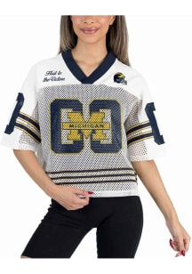 Michigan Wolverines Womens Gameday Couture Trailblazer Fashion Football Jersey - White
