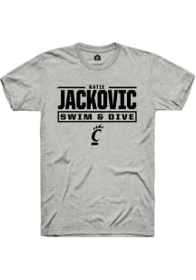 Katie Jackovic Cincinnati Bearcats Ash NIL Stacked Box Short Sleeve Player T Shirt