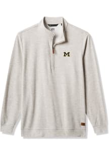 Travis Mathew Michigan Wolverines Mens Grey Heather Home Game Long Sleeve Qtr Zip Pullover