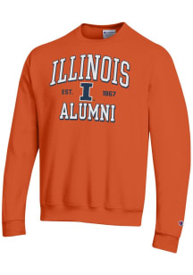 Champion Illinois Fighting Illini Mens Orange Est Alumni Powerblend Long Sleeve Crew Sweatshirt