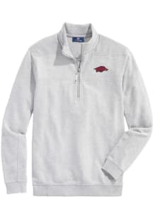 Vineyard Vines Arkansas Razorbacks Mens Ash Shep Shirt Long Sleeve Qtr Zip Pullover