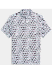 Vineyard Vines Atlanta Braves Mens White Sankaty All Over Team Print Short Sleeve Fashion Polo