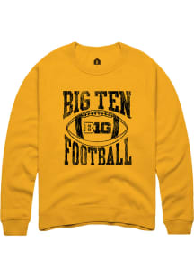 Rally Big Ten Mens Gold Football Arch Long Sleeve Crew Sweatshirt