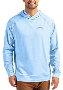 Cutter and Buck Los Angeles Chargers Mens Light Blue Mono Adapt Knit Hood Long Sleeve Hoodie