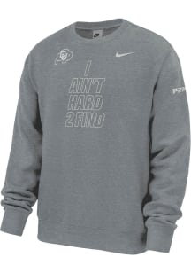 Deion Sanders  Nike Colorado Buffaloes Mens Grey Heather I Ain't Hard 2 Find Long Sleeve Crew Swea..