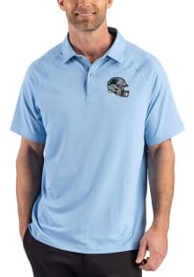 Cutter and Buck Carolina Panthers Mens Light Blue NFL Helmet Prospect Eco Short Sleeve Polo