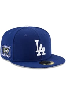 New Era Los Angeles Dodgers Mens Blue Back to Back Ring World Series Side Patch 59FIFTY Fitted Hat