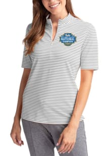 Cutter and Buck UCLA Bruins Womens Anthracite 2026 WBB Champions Virtue Eco Pique Stripe Short Sle..
