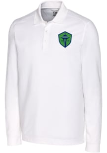 Cutter and Buck Seattle Sounders FC Mens White Advantage Long Sleeve Polo Shirt