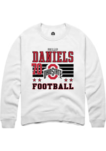 Phillip Daniels Ohio State Buckeyes Mens White Football NIL Striped Player Crew