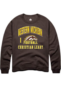 Christian Leary Western Michigan Broncos Mens Brown Football NIL Arch Logo Player Crew