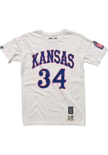 Paul Pierce  Kansas Jayhawks White Roots of Fight Throwback Anniversary Basketball Short Sleeve Fa..