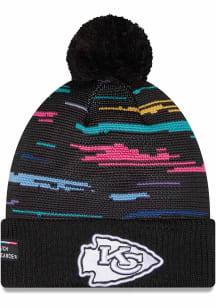 New Era Kansas City Chiefs Black 2026 Crucial Catch Cuff Pom Mens Knit Hat