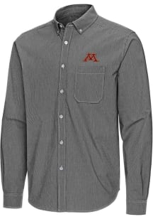 Antigua Minnesota Golden Gophers Mens Black Porter Long Sleeve Dress Shirt
