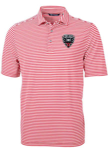 Cutter and Buck DC United Mens Red Virtue Eco Pique Stripe Short Sleeve Polo