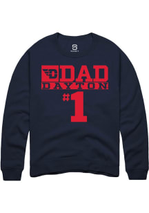 Summit Sportswear Dayton Flyers Mens Navy Blue No 1 Dad Long Sleeve Crew Sweatshirt