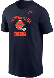 Nike Illinois Fighting Illini Navy Blue Football Football Helmet Core Short Sleeve T Shirt