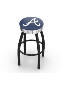 Atlanta Braves 3 Ring Chrome Seat Pub Stool - Black