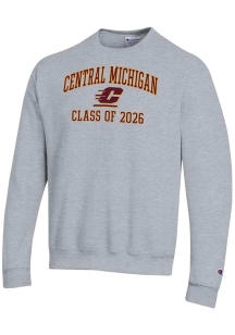 Champion Central Michigan Chippewas Mens Grey Primary Class of 2026 Powerblend Long Sleeve Crew Sw..